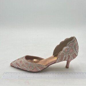 XYD Women's Pumps, Elegant Pointed Toe, D'Orsay Kitten Low Heels, Rhinestone
